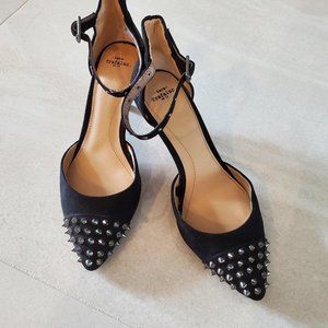 Suede Black Shoes with metal pointed studs, 1.5" heel, Zara.